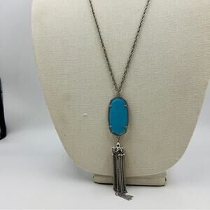 Kendra Scott Turquoise & Silver Tone Rayne Necklace Preppy Festival